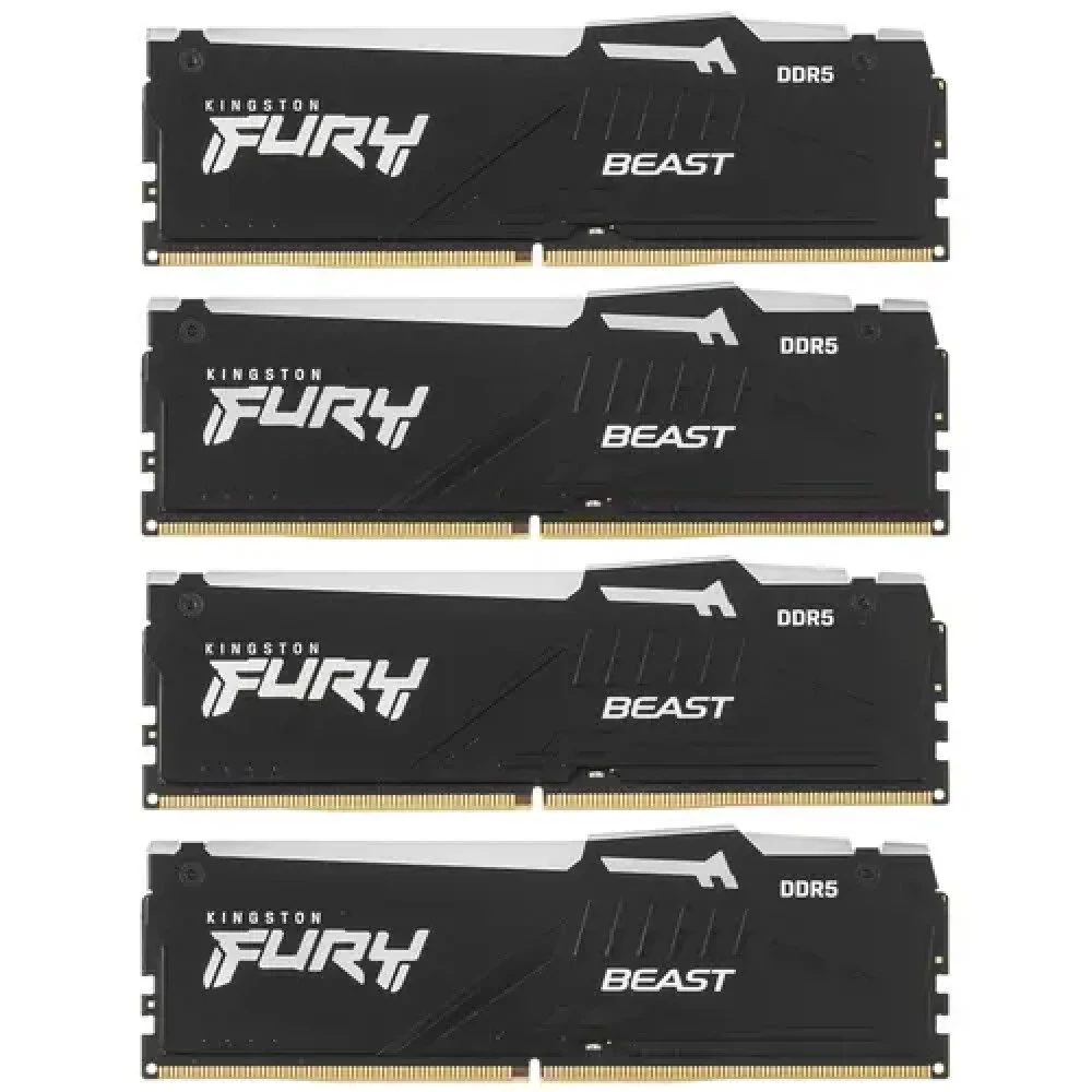 DDR 5 DIMM 64Gb PC48000, 6000Mhz, Kingston FURY Beast Black RGB CL40 (Kit of 4) (KF560C40BBAK4-64) (retail)