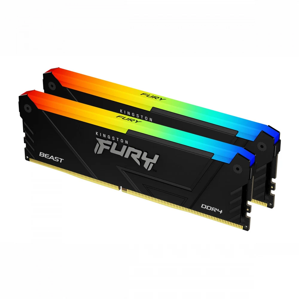 Память DDR4 2x16GB 3200MHz Kingston KF432C16BB2AK2/32 Fury Beast RGB RTL Gaming PC4-25600 CL16 DIMM 288-pin 1.35В kit single rank с радиатором Ret