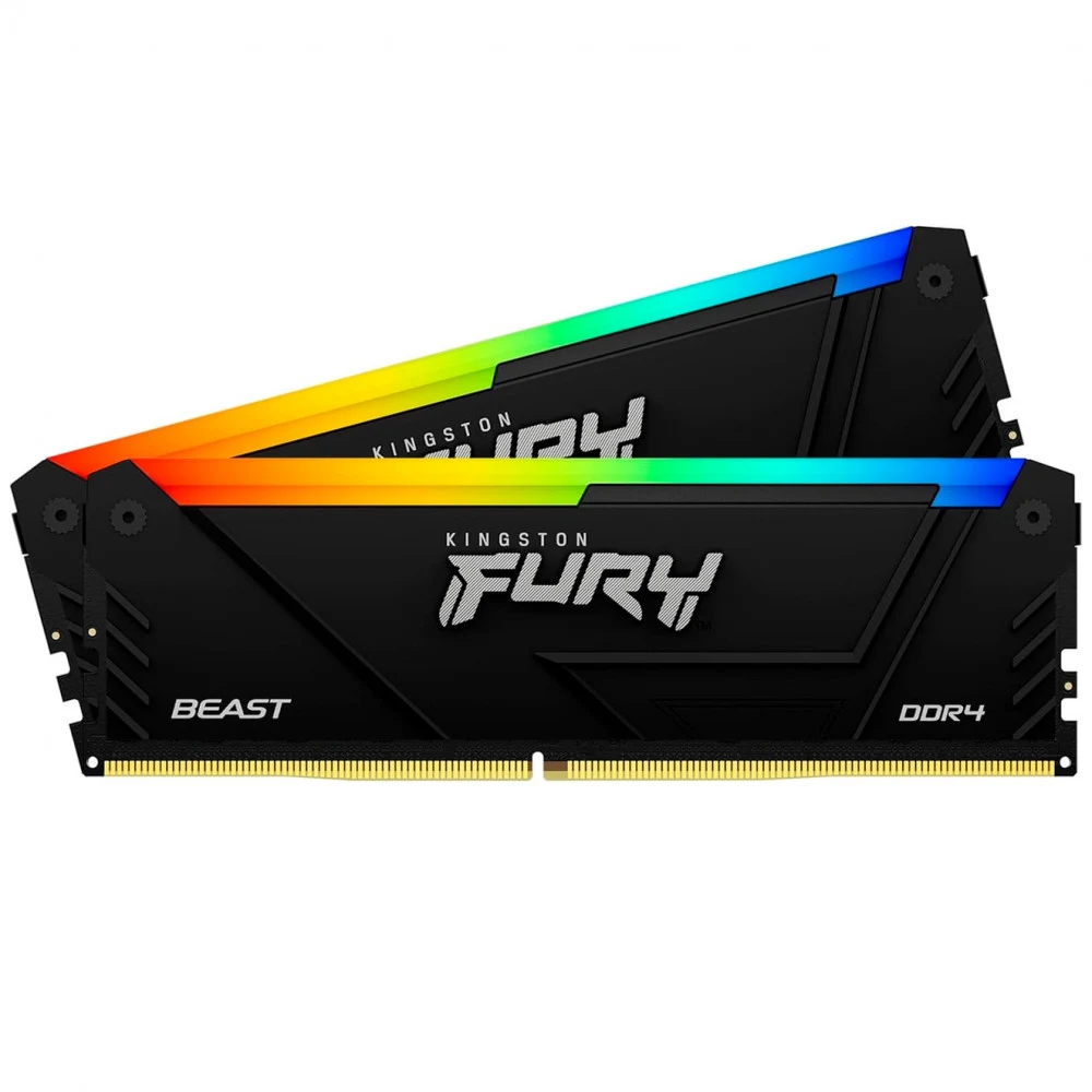 Комплект модулей памяти, Kingston, FURY Beast RGB KF432C16BB12AK2/32WP, DDR4, 32GB (Kit 2x16GB) 3200MHz Чёрный, DIMM <PC4-25600/3200MHz>