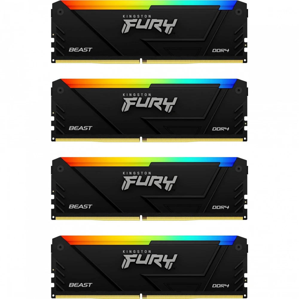 Память DDR4 4x8GB 3200MHz Kingston KF432C16BB2AK4/32 Fury Beast RGB RTL Gaming PC4-25600 CL16 DIMM 288-pin 1.35В dual rank с радиатором Ret