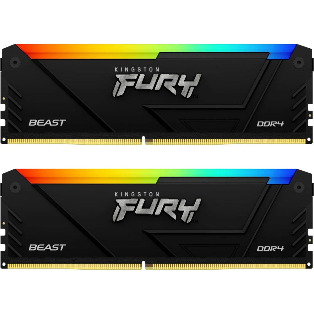 Память DDR4 2x32GB 3600MHz Kingston KF436C18BB2AK2/64 Fury Beast Black RGB RTL Gaming PC4-28800 CL18 DIMM 288-pin 1.35В dual rank с радиатором Ret