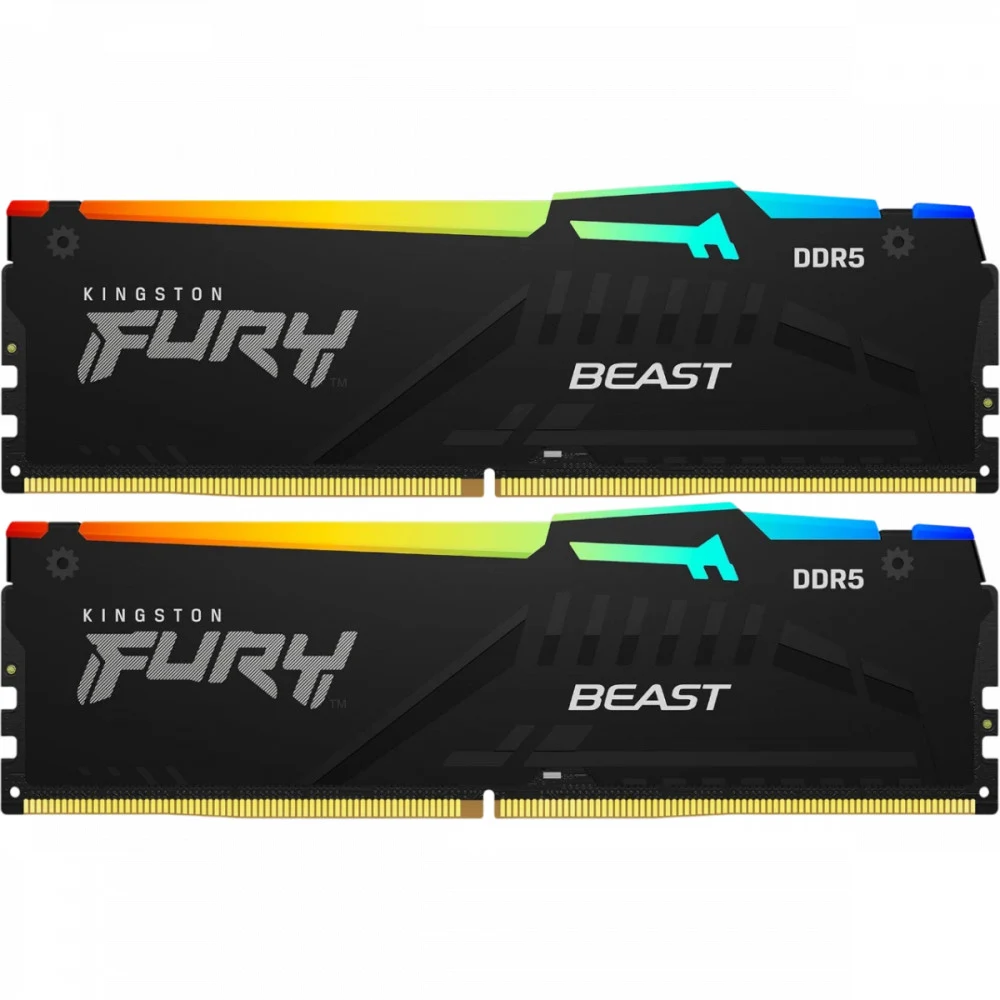 Память оперативная DDR5 2x32GB 6000MHz Kingston KF560C36BBE2AK2-64 Fury Beast Black Expo RGB RTL Gaming PC5-48000 CL36 DIMM 288-pin 1.35В single rank с радиатором Ret