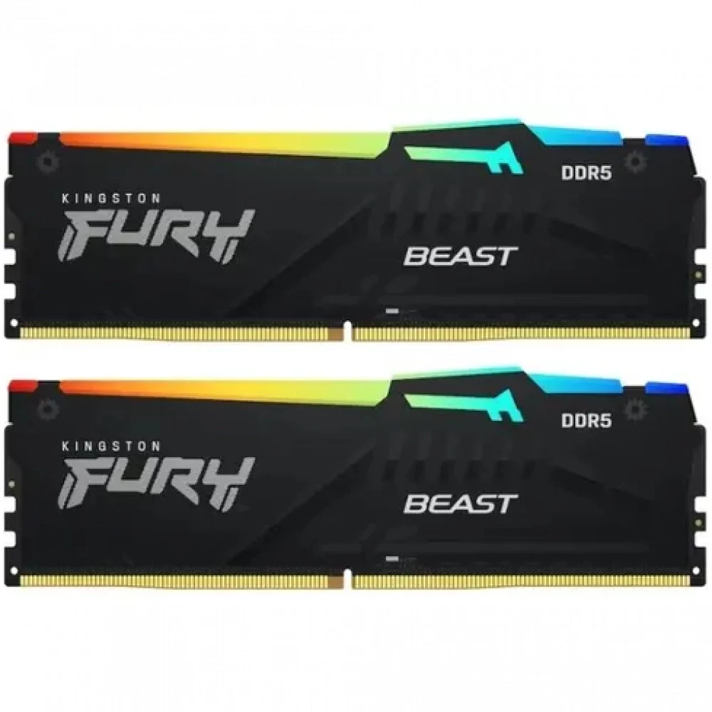 Память DDR5 2x32GB 6000MHz Kingston KF560C36BBEAK2-64 Fury Beast Black RGB RTL Gaming PC5-48000 CL36 DIMM 288-pin 1.35В kit single rank с радиатором Ret