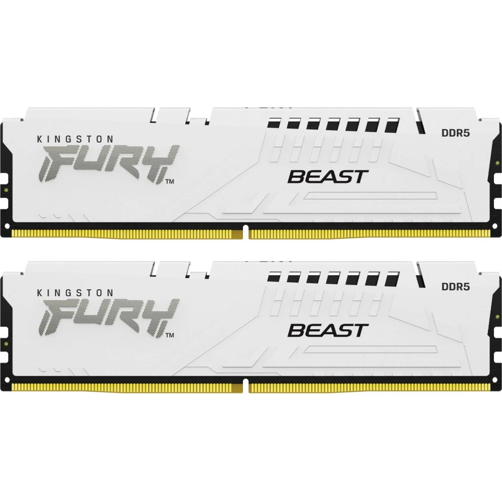 Модуль памяти DDR 5 DIMM 32Gb PC44800, 5600Mhz, Kingston FURY Beast White XMP CL40 (Kit of 2) (KF556C40BWK2-32) (retail)