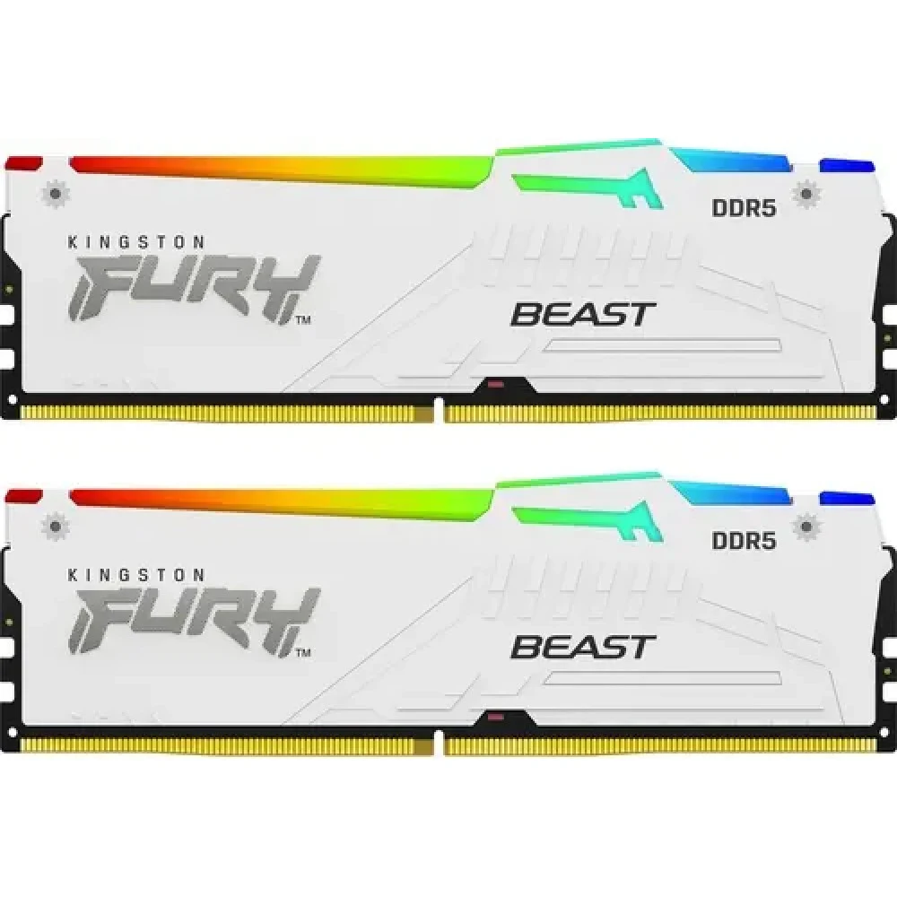 Оперативная память DDR5 2x32GB 6000MHz Kingston KF560C36BWEAK2-64 Fury Beast White Expo RGB RTL Gaming PC5-48000 CL36 DIMM 288-pin 1.35В dual rank с радиатором Ret [KF560C36BWEAK2-64]