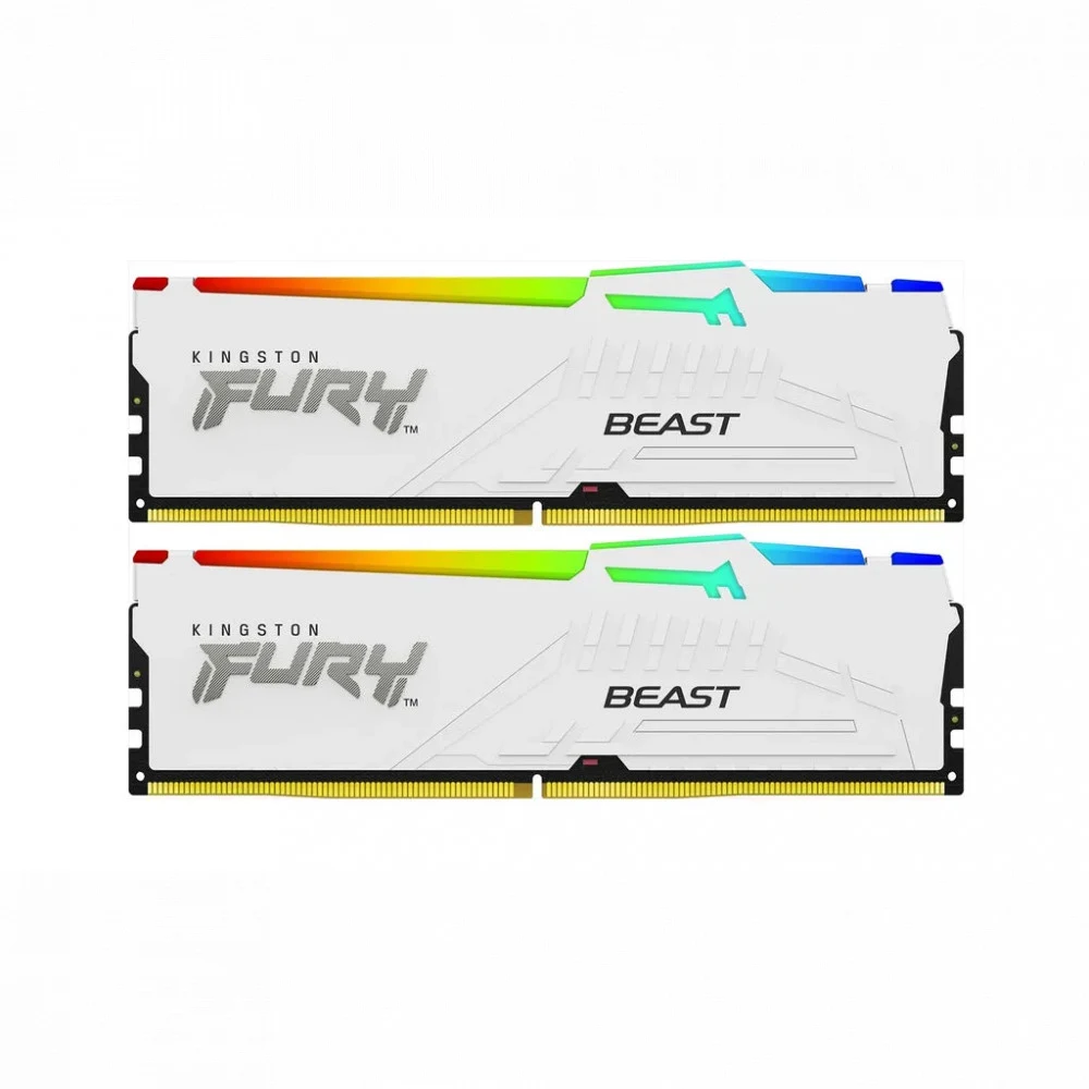 Память DDR5 2x16GB 6000MHz Kingston KF560C36BWE2AK2-32 Fury Beast White Expo RGB RTL PC5-48000 CL36 DIMM 288-pin 1.35В kit single rank с радиатором Ret