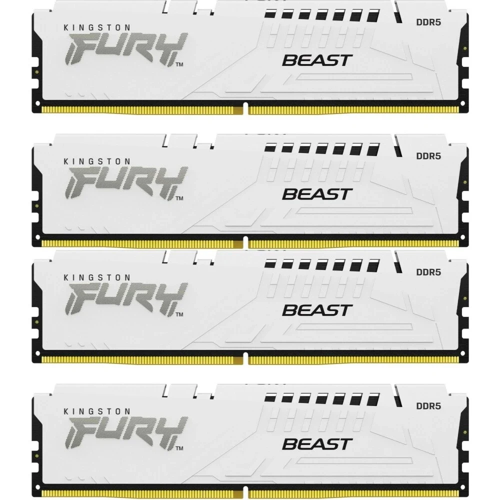Память оперативная/ Kingston 64GB 6000MT/s DDR5 CL40 DIMM (Kit of 4) FURY Beast White XMP