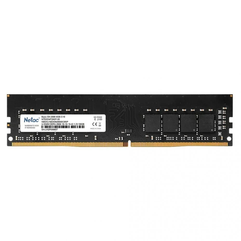 Оперативная память DDR4 8Gb 2666MHz Netac NTBSD4P26SP-08 Basic RTL PC4-21300 CL19 DIMM 288-pin 1.2В single rank Ret [NTBSD4P26SP-08]