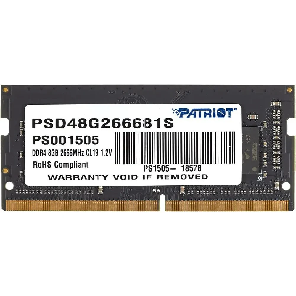 Оперативная память DDR4 8Gb 2666MHz Patriot PSD48G266681S Signature RTL PC4-21300 CL19 SO-DIMM 260-pin 1.2В single rank Ret [PSD48G266681S]