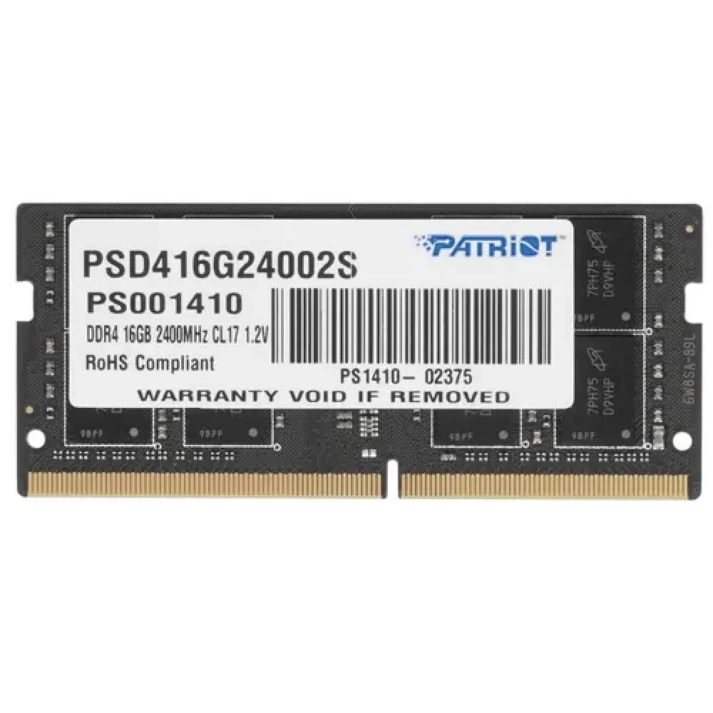 Память DDR4 16Gb 2400MHz Patriot PSD416G24002S RTL PC4-19200 CL17 SO-DIMM 260-pin 1.2В dual rank Ret