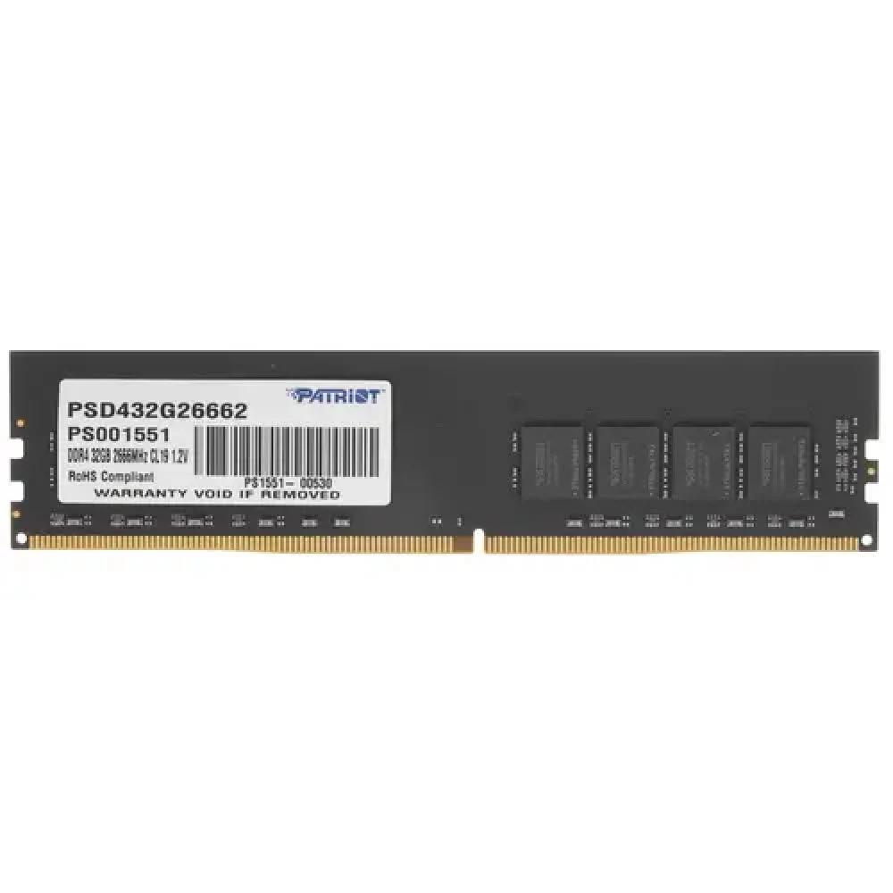 Оперативная память DDR4 32Gb 2666MHz Patriot PSD432G26662 Signature RTL PC4-21300 CL19 DIMM 288-pin 1.2В dual rank Ret [PSD432G26662]