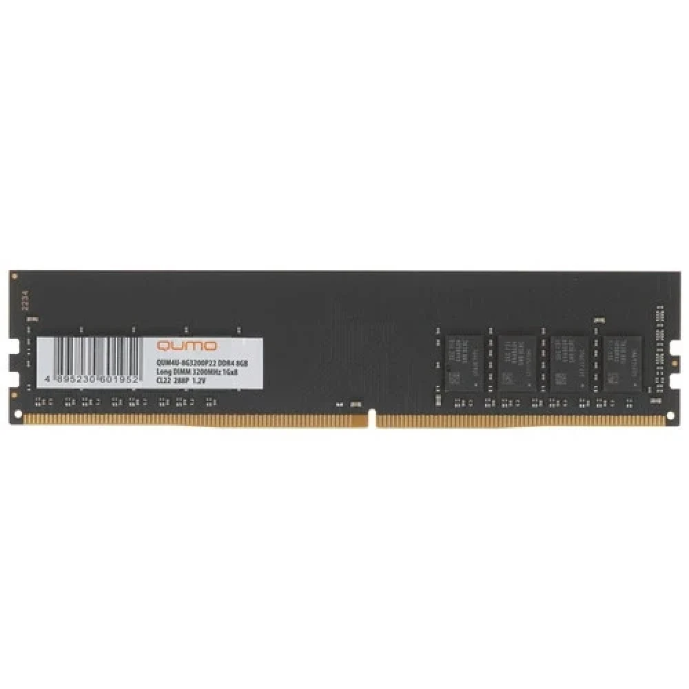QUMO DDR4 DIMM 8GB QUM4U-8G3200NN22 PC4-25600, 3200MHz OEM 2Gx16 CL22 (4 чипа на плате) 288P 1,2V