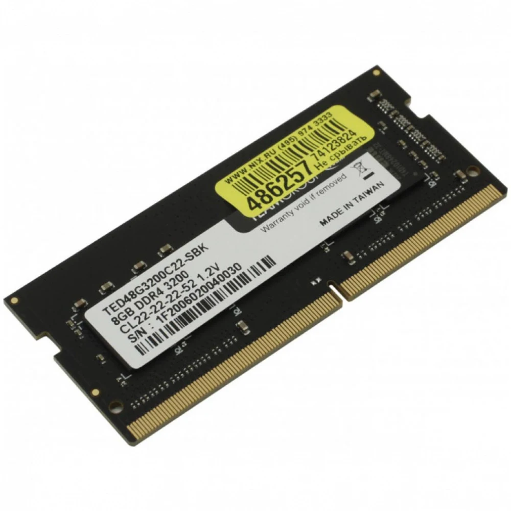 Оперативная память TEAM GROUP SO-DIMM DDR4 8Gb 3200MHz pc-25600 ELITE SO-D4 CL22 [TED48G3200C22-S01], TED48G3200C22-S01