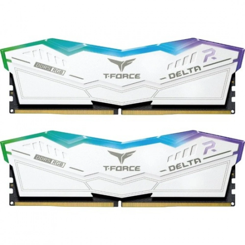 Комплект модулей памяти TeamGroup Team T Force Delta RGB DDR5 64Gb (32x2), 6000MHz, CL38, FF4D564G6000HC38ADC01, WHITE