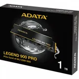 Твердотельный накопитель/ ADATA SSD LEGEND 900 PRO, 1000GB, M.2(22x80mm), NVMe 1.4, PCIe 4.0 x4, 3D NAND, R/W 7400/6000MB/s, IOPs н.д./н.д., TBW 600, DWPD 0.3 (5 лет)
