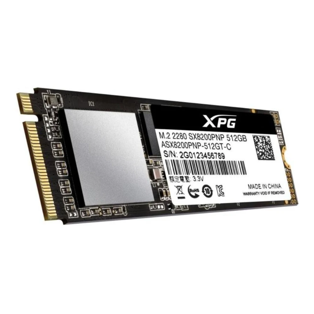 Твердотельный накопитель SSD ADATA 512GB XPG SX8200 Pro Client M.2 2280 ASX8200PNP-512GT-C PCIe Gen3x4 with NVMe, 3350/2350, IOPS 390/380K, MTBF 2M, 3D TLC, 320TBW, NVMe 1.3, Heat Sink, RTL (469458)