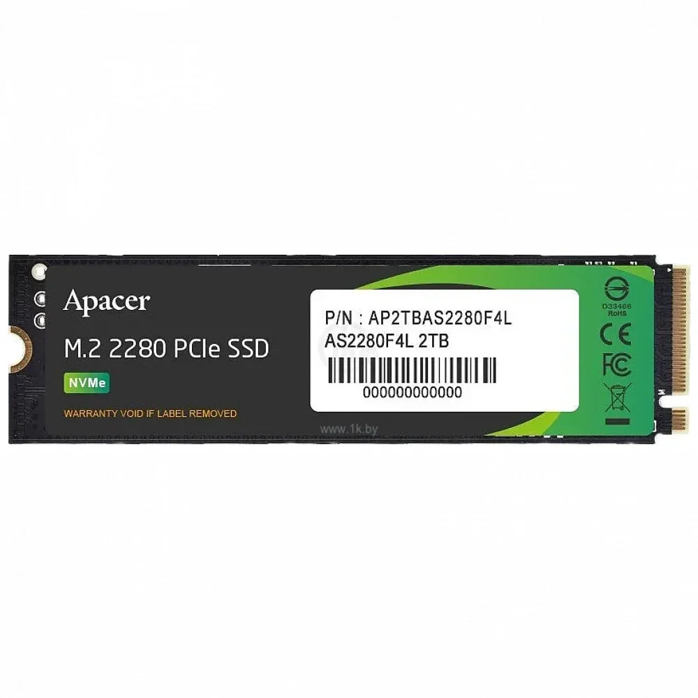 Твердотельный накопитель Apacer SSD AS2280F4L 2TB M.2 2280 PCIe Gen5x4, R10500/W8700 Mb/s, 3D NAND, MTBF 1.5M, NVMe, 1200TBW, Retail, 5 years (AP2TBAS2280F4L-1)