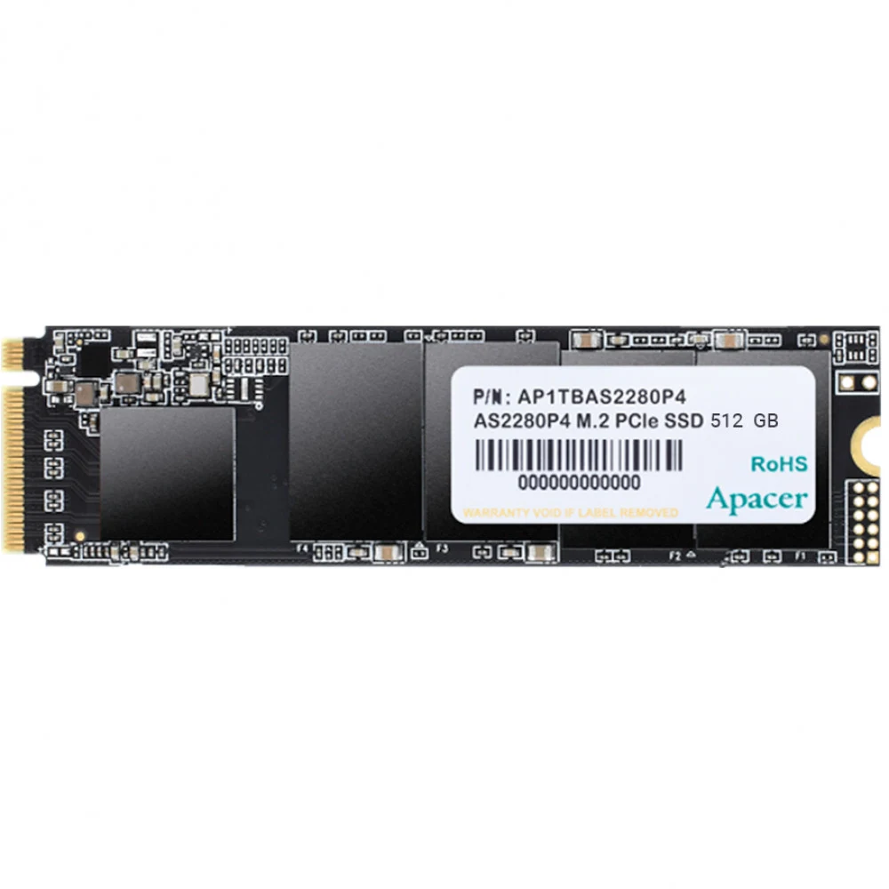 Твердотельный накопитель SSD Apacer AS2280P4 512GB M.2 2280 AP512GAS2280P4-1 Client PCIe Gen3x4 with NVMe, 2100/1500, IOPS 210/380K, MTBF 1.5M, 3D TLC, 400TBW, 1.64DWPD, RTL (918246)