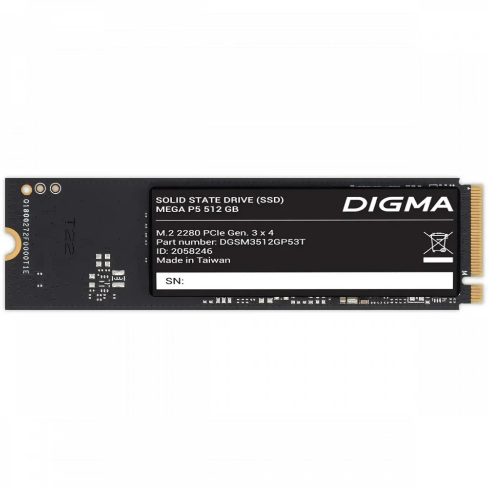 Твердотельный накопитель Digma PCIe 3.0 x4 512GB DGSM3512GP53T Mega P5 M.2 2280