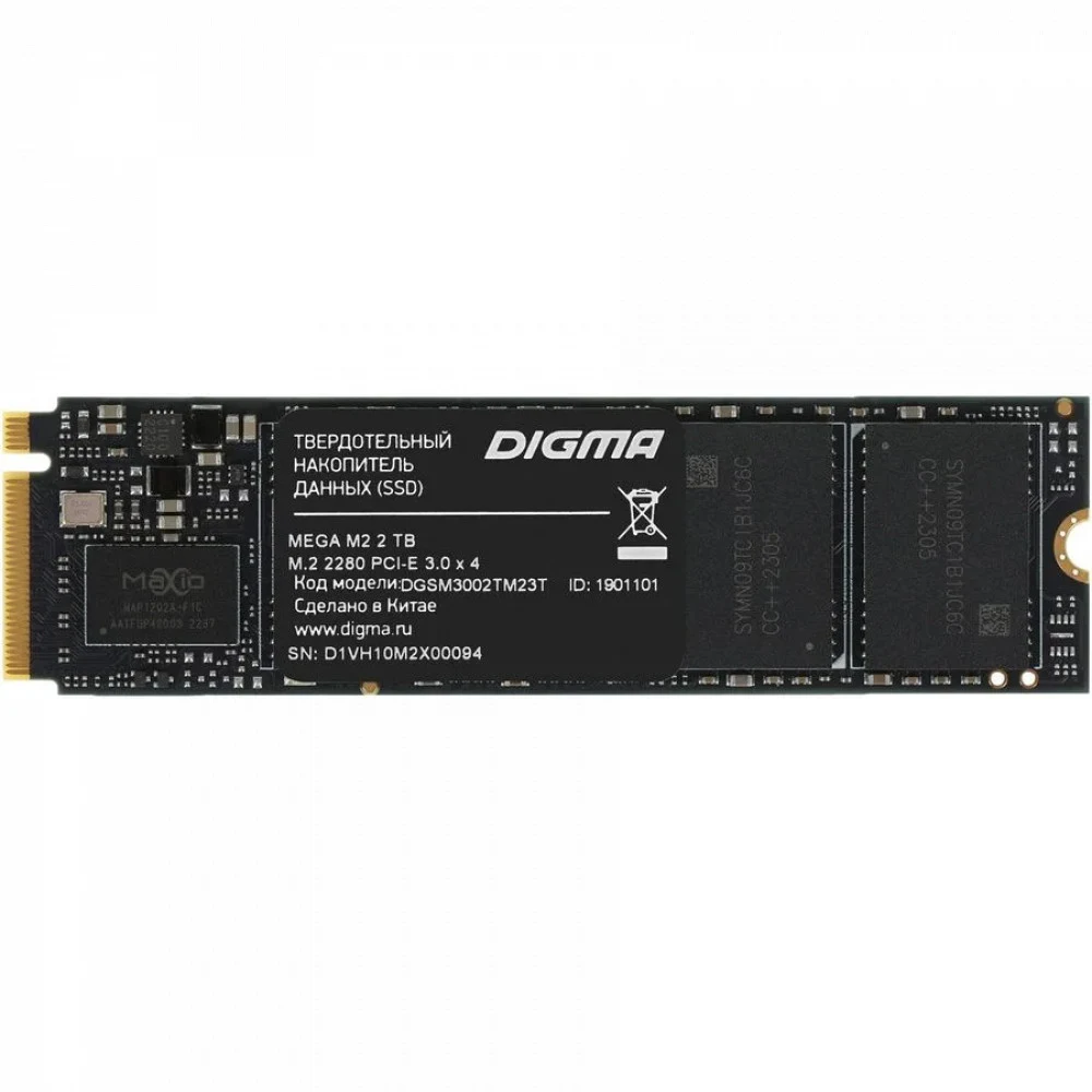 Твердотельный накопитель Digma PCIe 3.0 x4 2TB DGSM3002TM23T Mega M2 M.2 2280 [DGSM3002TM23T]