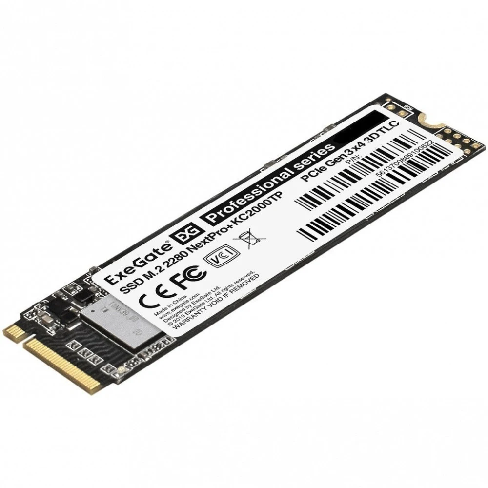 Накопитель SSD M.2 2280 PCIe 1TB ExeGate NextPro+ KC2000TP1TB (PCIe Gen3x4, NVMe, 22x80mm, 3D TLC)