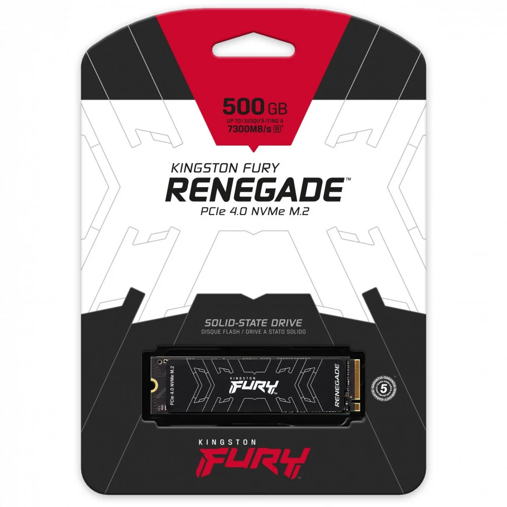 Твердотельный накопитель SSD Kingston FURY Renegade M.2 2280 SFYRSK/500G 500GB Client SSD PCIe 4.0 NVMe, 7300/3900, IOPS 450/900K, MTBF 1.8M, 3D TLC, 500TBW, 0.55DWPD, with Heat Spreader (5 лет), RT