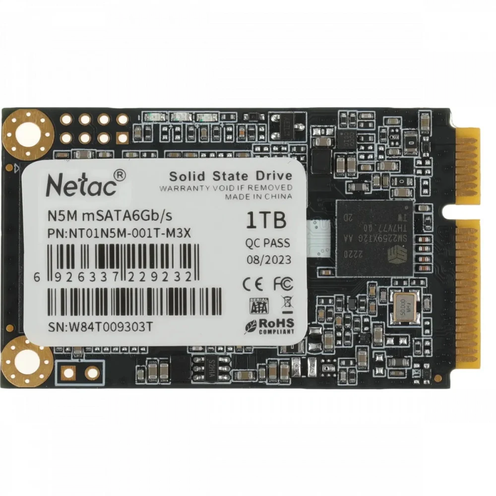 Твердотельный накопитель SSD mSATA Netac 1.0Tb N5M Series <NT01N5M-001T-M3X> Retail (SATA3, up to 560/520MBs, 3D TLC)