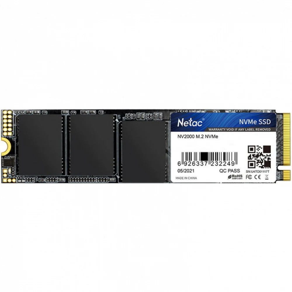 Твердотельный накопитель SSD M.2 Netac 512Gb NV2000 Series <NT01NV2000-512-E4X> Retail (PCI-E 3.1 x4, up to 2500/1950MBs, 3D NAND, 300TBW, NVMe 1.4, 22х80mm)