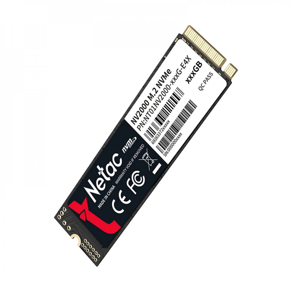 Твердотельный накопитель SSD M.2 Netac 1.0Tb NV2000 Series <NT01NV2000-1T0-E4X> Retail (PCI-E 3.1 x4, up to 2500/2100MBs, 3D NAND, 600TBW, NVMe 1.4, 22х80mm)