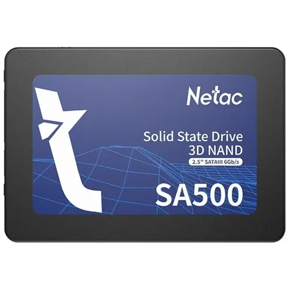 Твердотельный накопитель SSD 2.5" Netac 960Gb SA500 Series <NT01SA500-960-S3X> Retail (SATA3, up to 530/475MBs, 3D NAND, 480TBW, 7mm)
