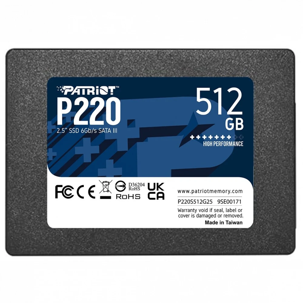 Твердотельный накопитель SSD 2.5" Patriot 512GB P220 <P220S512G25> (SATA3, up to 550/500Mbs, 240TBW, 7mm)