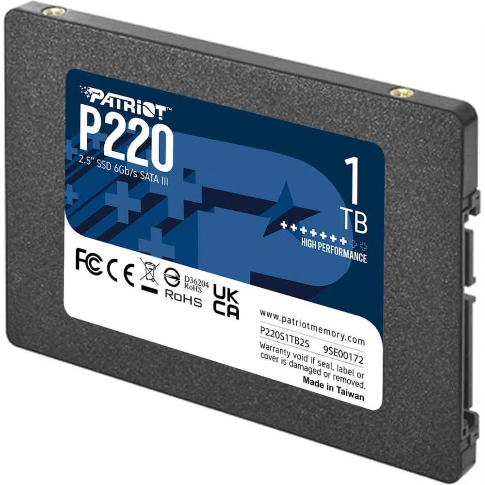 Твердотельный накопитель SSD 2.5" Patriot 1.0TB P220 <P220S1TB25> (SATA3, up to 550/500Mbs, 480TBW, 7mm)