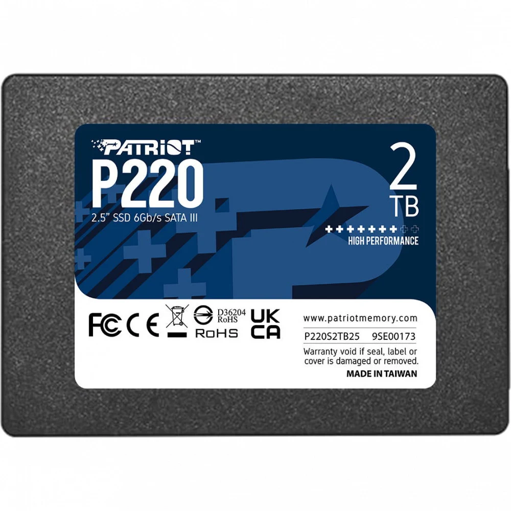 Твердотельный накопитель SSD 2.5" Patriot 2.0TB P220 <P220S2TB25> (SATA3, up to 550/500Mbs, 960TBW, 7mm)