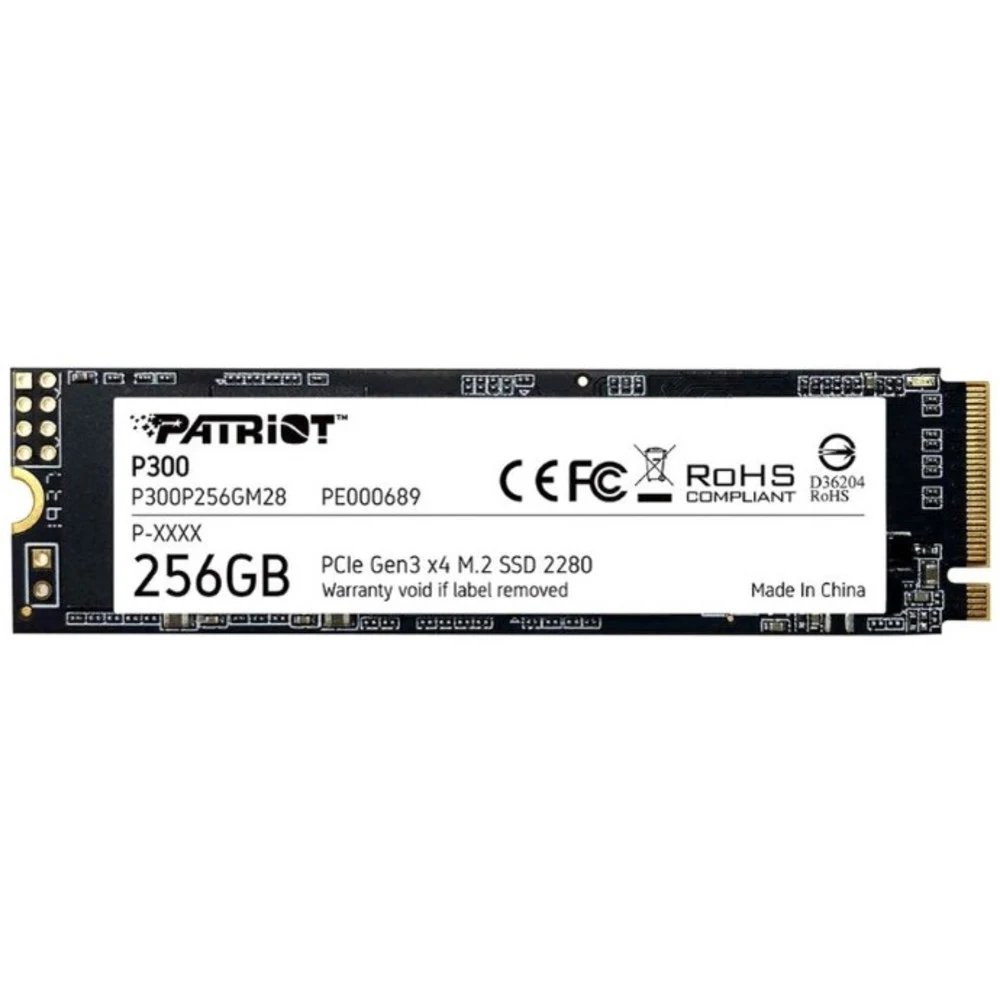 Твердотельный накопитель SSD M.2 Patriot 256Gb P300 <P300P256GM28> (PCI-E 3.0 x4, up to 1700/1100MBs, 290000 IOPs, SMI2263XT, 120TBW, 22х80mm)