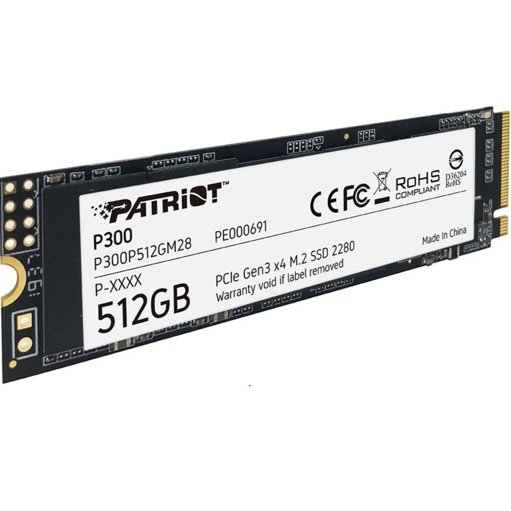 Твердотельный накопитель SSD M.2 Patriot 512Gb P300 <P300P512GM28> (PCI-E 3.0 x4, up to 1700/1200MBs, 260000 IOPs, SMI2263XT, 240TBW, 22х80mm)
