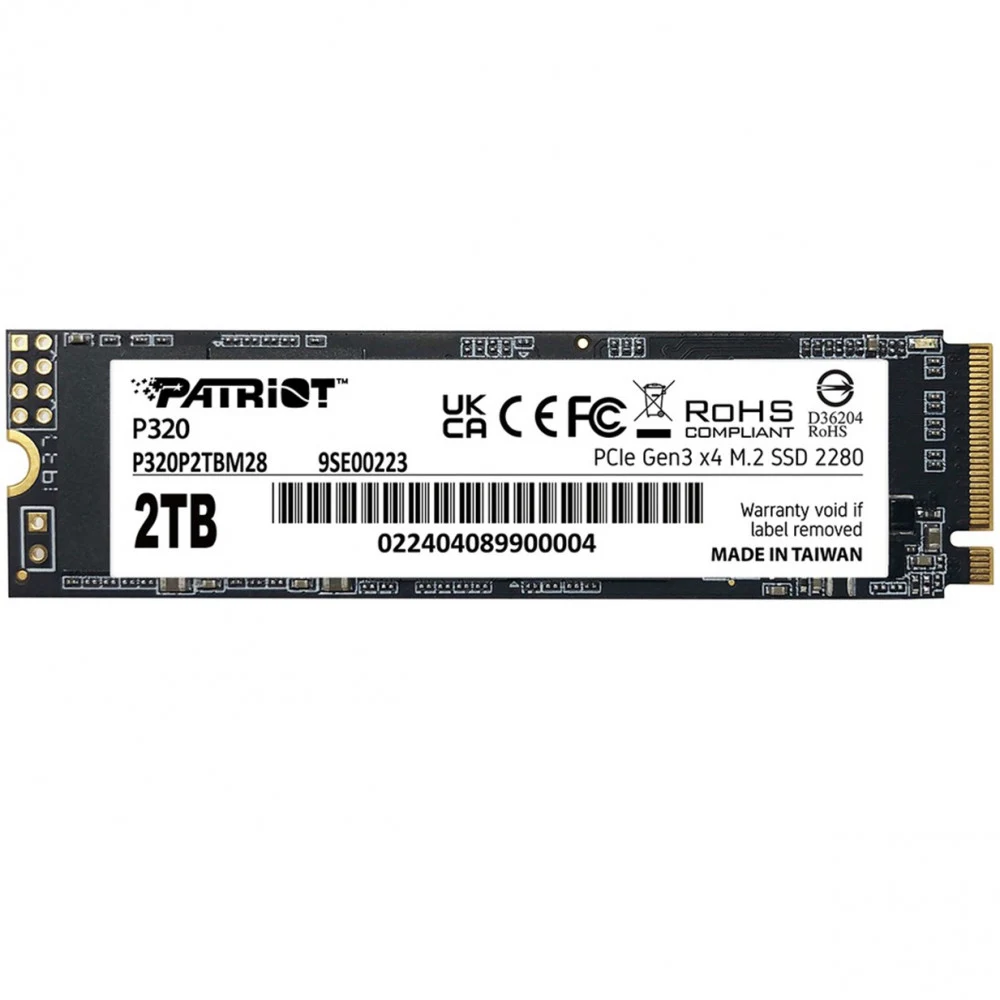 твёрдотельный накопитель Patriot SSD P320 2TB M.2 2280 NVMe PCIe 3.0 x4 R3000/W2200 TBW 960TB 3D NAND