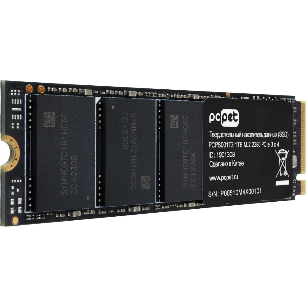 Твердотельный накопитель PC Pet PCIe 3.0 x4 1TB PCPS001T3 M.2 2280 OEM [PCPS001T3]