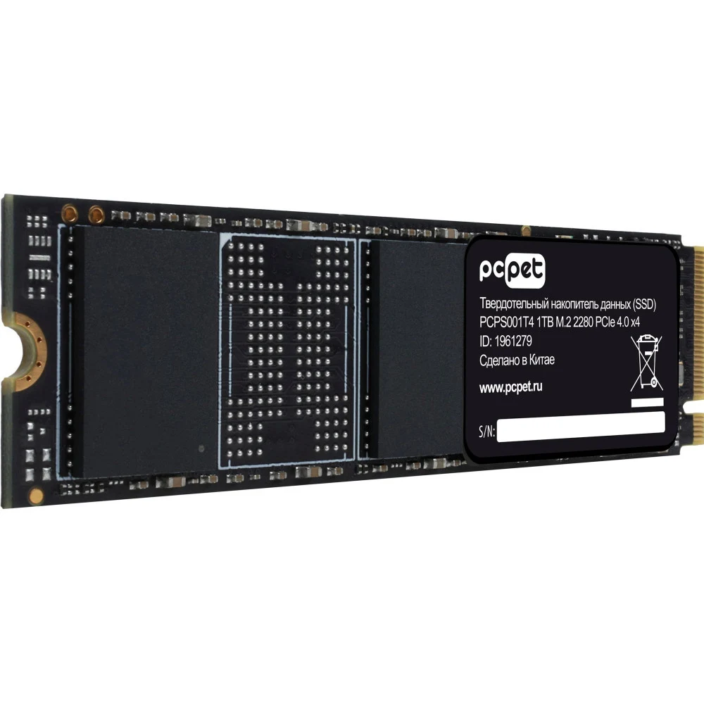 Накопитель SSD PC Pet PCI-E 4.0 x4 1TB PCPS001T4 M.2 2280 OEM