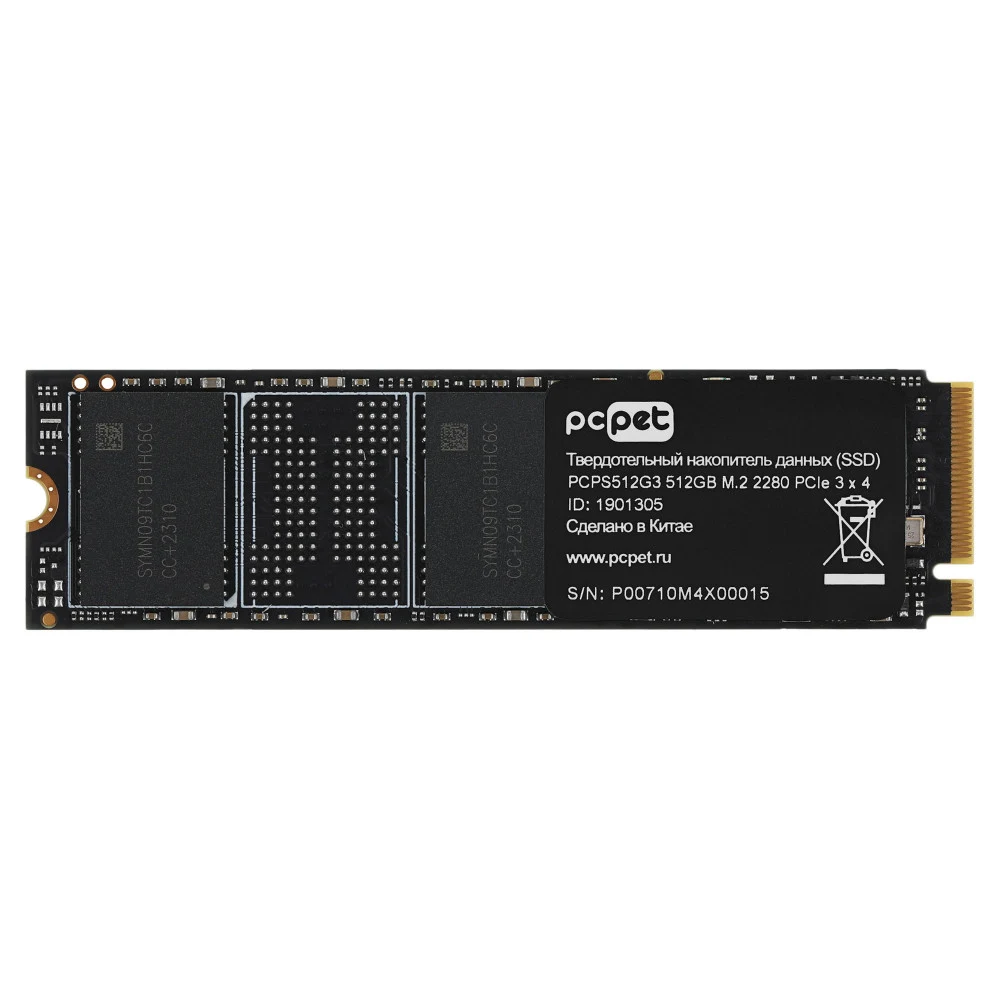 Твердотельный накопитель PC Pet PCIe 3.0 x4 512GB PCPS512G3 M.2 2280 OEM [PCPS512G3]