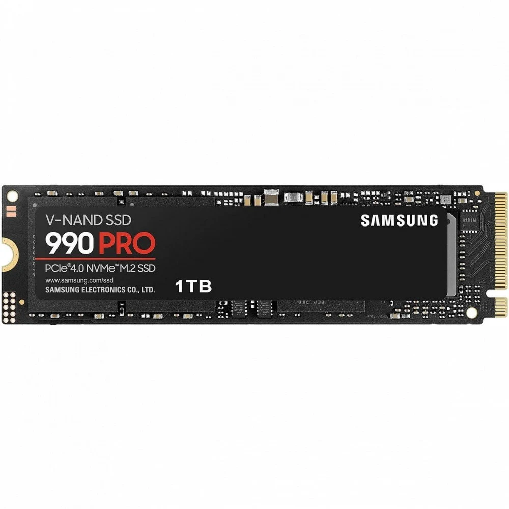 Твердотельные накопители/ Samsung SSD 990 PRO, 1000GB, M.2(22x80mm), NVMe 2.0, PCIe 4.0 x4, V-NAND TLC, R/W 7450/6900MB/s, IOPs 1 200 000/1 550 000, DRAM buffer 1024MB, TBW 600, DWPD 0.33 (12 мес.)