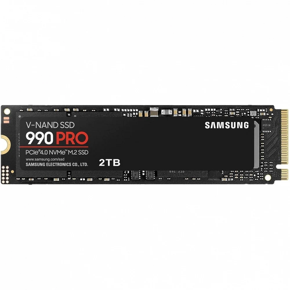 Твердотельные накопители/ Samsung SSD 990 PRO, 2000GB, M.2(22x80mm), NVMe 2.0, PCIe 4.0 x4, V-NAND TLC, R/W 7450/6900MB/s, IOPs 1 400 000/1 550 000, DRAM buffer 2048MB, TBW 1200, DWPD 0.33 (12 мес.)