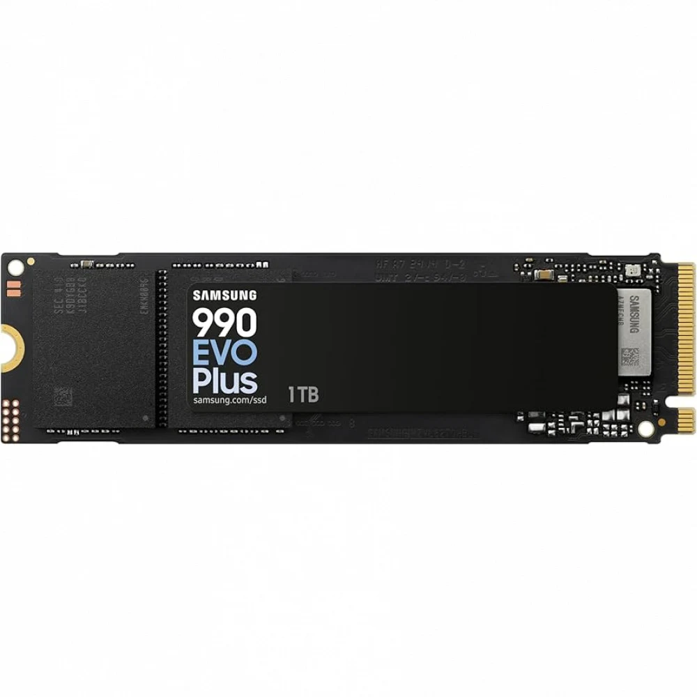 Твердотельные накопители/ Samsung SSD 990 EVO Plus, 1000GB, M.2(22x80mm), NVMe 2.0, NVMe 2.0, PCIe 4.0 x4, V-NAND TLC, R/W 7150/6300MB/s, IOPs 850 000/1 350 000, TBW 600, DWPD 0.3 (12 мес.)