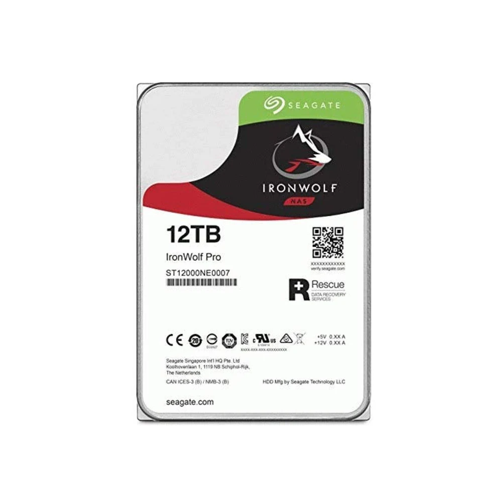 3.5" 12TB Seagate IronWolf Pro NAS HDD ST12000NE0008 SATA 6Gb/s, 7200rpm, 256MB, 24x7, 512e, Bulk