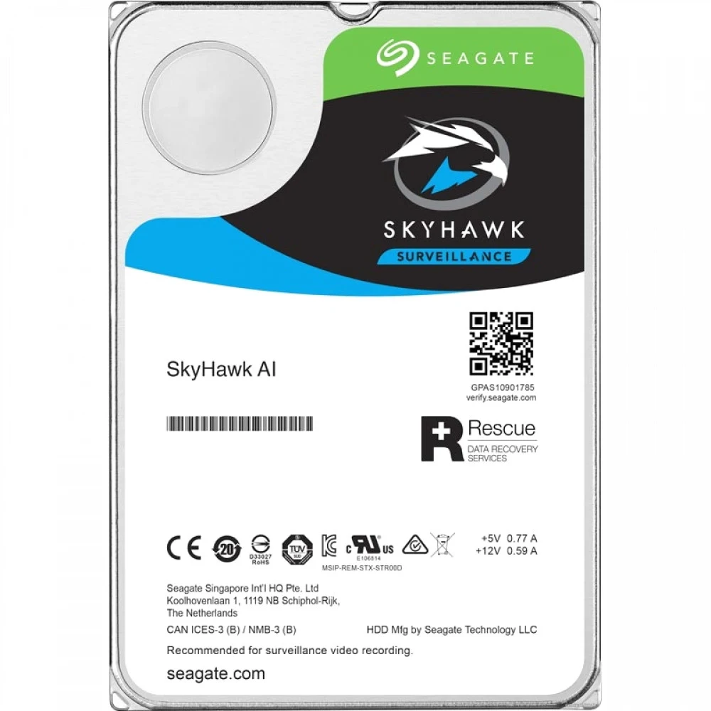 Жесткий диск Seagate «3.5» 10TB Seagate SkyHawk Al Surveillance HDD ST10000VE000 SATA 6Gb/s, 7200rpm, 256MB, 24x7, CMR,» ST10000VE000 Bulk