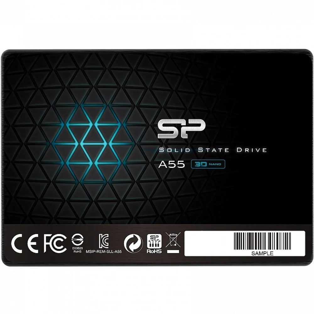 Твердотельный накопитель SSD 2.5" Silicon Power 512GB A55 <SP512GBSS3A55S25> (SATA3, up to 500/450MBs, 3D NAND, 250TBW, 7mm)