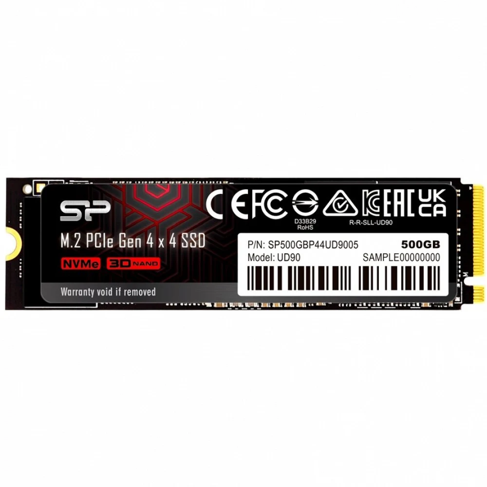 Твердотельный накопитель SSD M.2 Silicon Power 500Gb UD90 <SP500GBP44UD9005> (PCI-E 4.0 х4, up to 5000/4800MBs, 3D NAND, NVMe 1.4, 300TBW, 22х80mm)