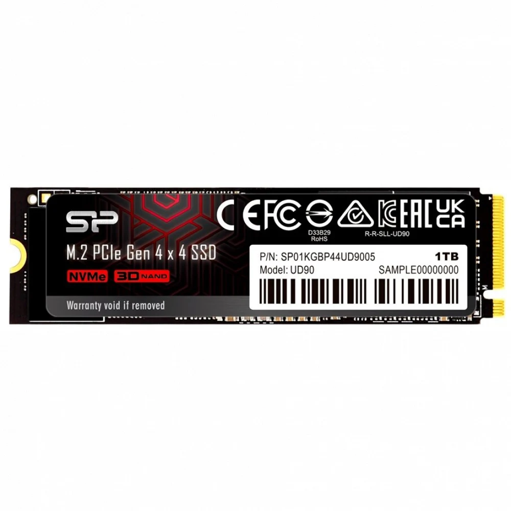 Твердотельный накопитель SSD M.2 Silicon Power 1.0TB UD90 <SP01KGBP44UD9005> (PCI-E 4.0 х4, up to 5000/4800MBs, 3D NAND, NVMe 1.4, 600TBW, 22х80мм)