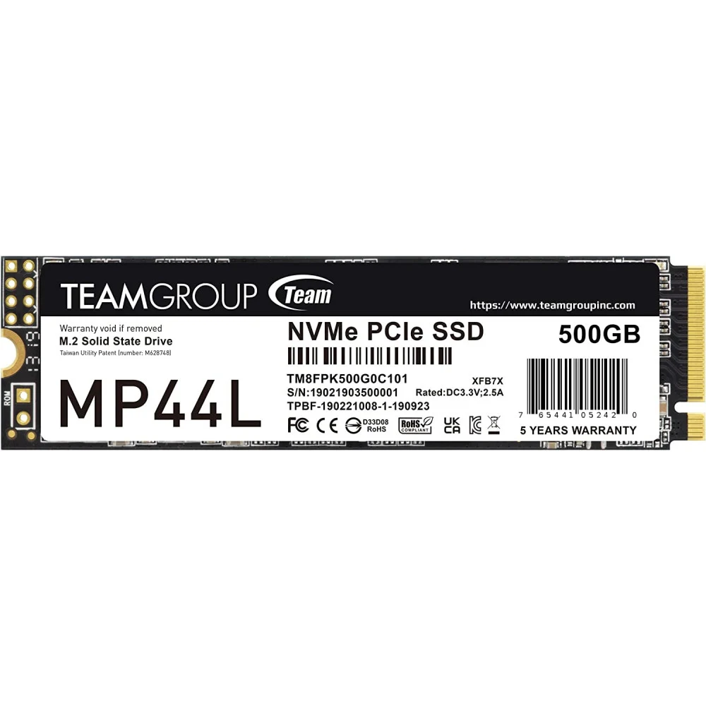 Твердотельный накопитель TeamGroup MP44L, 500Gb M2 NVMe Gen4, Read 5000mb/s, 3700Mb/s 500G M2/TM8FPK500G0C101