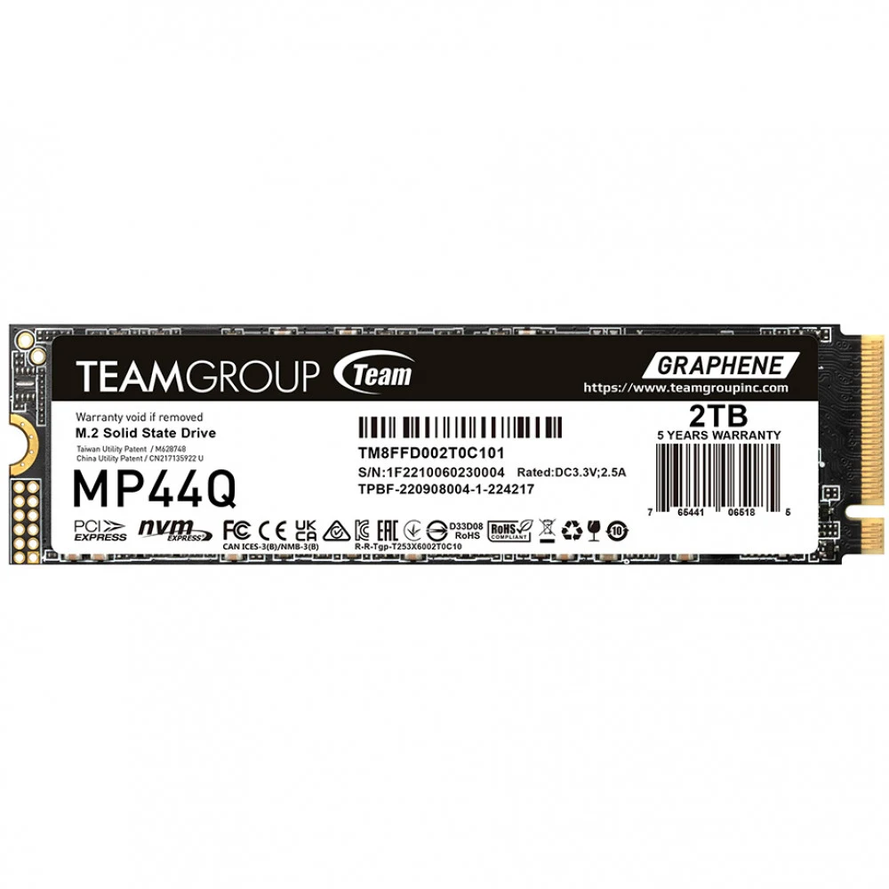 Твердотельный накопитель 2000GB SSD TeamGroup MP44Q M.2 PCIe 4.0 NVMe R7000/W5900 TM8FFD002T0C101