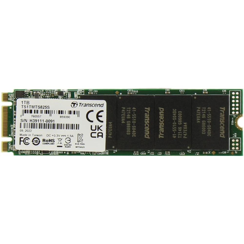 Transcend SSD 825S, 1000GB, M.2(22x80mm), SATA3, 3D TLC, R/W 550/500MB/s, IOPs 55 000/72 000, TBW 360, DWPD 0.3 (3 года) Внешний вид Размеры 80.0 mm x 22.0 mm x 3.58 mm (3.15" x 0.87" x 0.14") Вес 9
